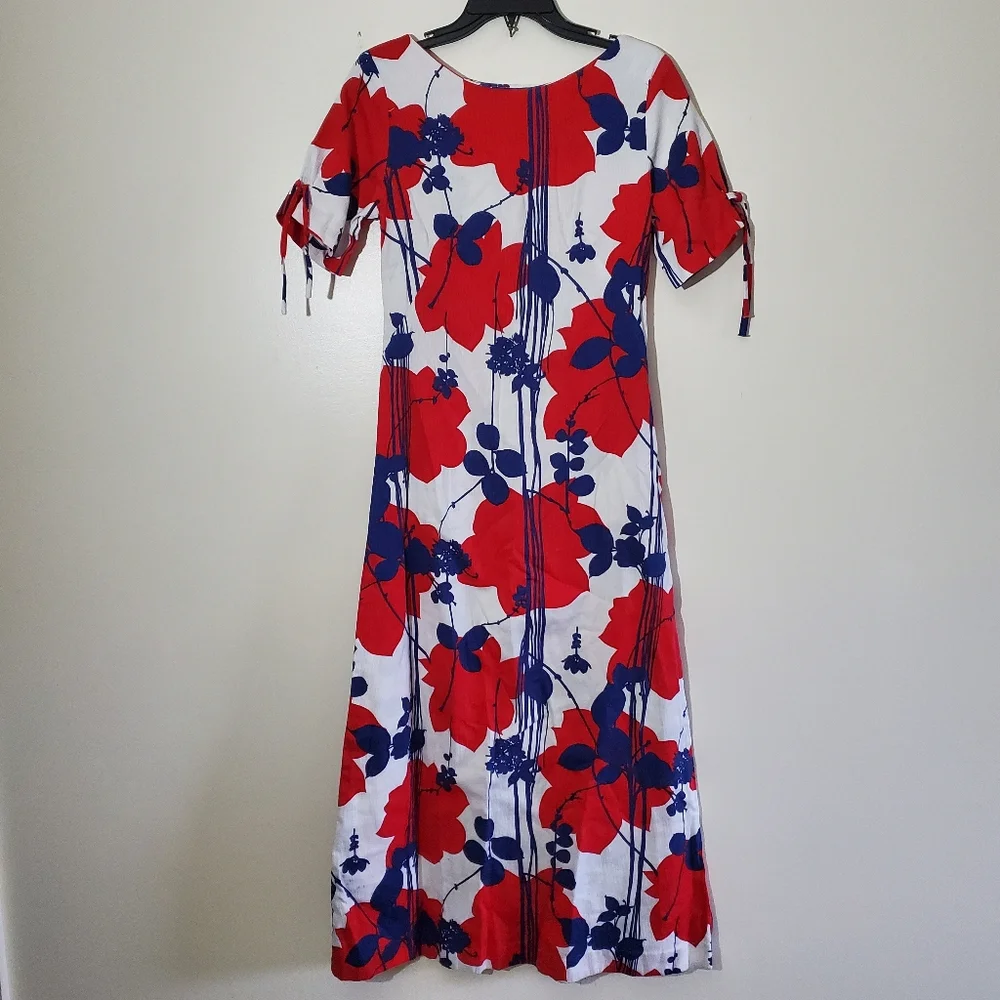 Vintage Vibrant Tropical Maxi Dress Tied Cuff Aline Hidden Zip Size 6 - Picture 1 of 10